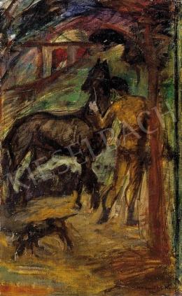  Kernstok Károly - Férfi akt lóval és kutyával 