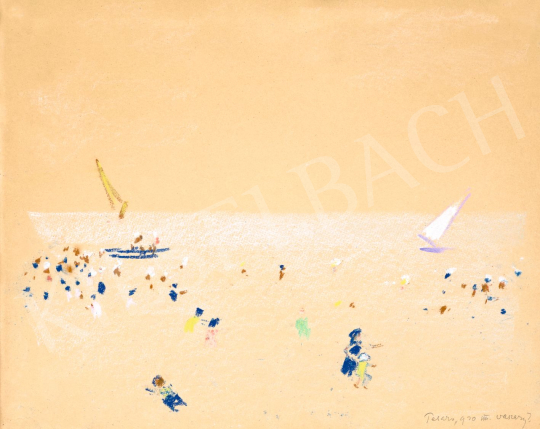  Vaszary János - Olasz tengerpart (Pesaro-i strandon) | 79. téli aukció aukció / 10 tétel