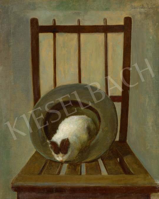  Borszéky N. János - Cica a kalapban, 1900-as évek eleje | 79. téli aukció aukció / 24 tétel
