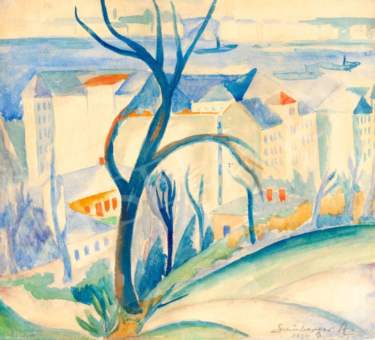  Schönberger, Armand - View of the Danube and Pest from Rózsadomb, 1924 | 79th Winter Auction auction / 66 Lot