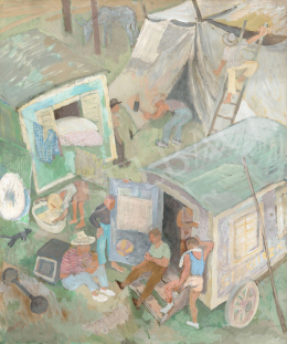  Mocsay Béla - Vándorcirkuszosok előadás előtt, 1944 