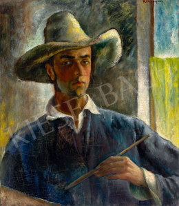  Rozgonyi László - Szalmakalapos önarckép, 1920-as évek 