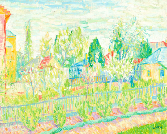  Czimra Gyula - Tavaszi kertben, 1936 körül | 79. téli aukció aukció / 172 tétel