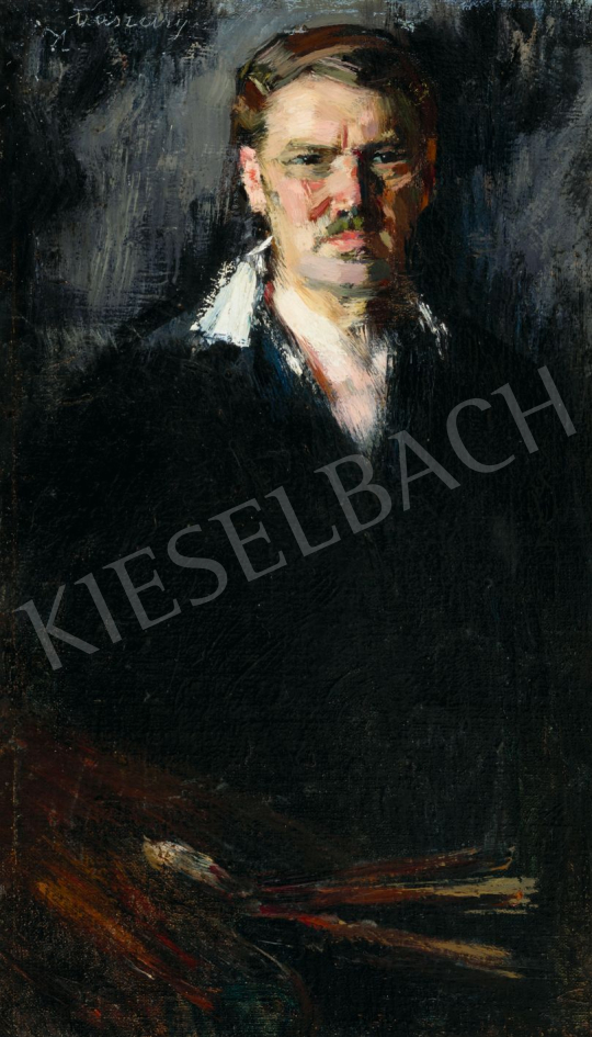  Vaszary János - Önarckép festőpalettával, 1924 körül | 79. téli aukció aukció / 233 tétel