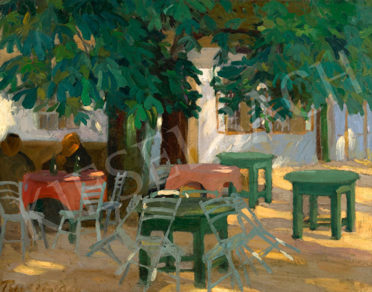 Ruszti, Gyula - Restaurant Garden in the Summer, 1908 | 79th Winter Auction auction / 238 Lot