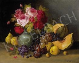 Signed F. Ehrl, about 1900 - Still Life with Rose and Melon 