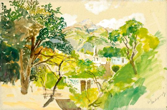 Eladó  Mednyánszky László - Zöldellő tavaszi táj festménye