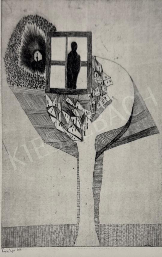 Eladó Kósza Sipos László - Város az egekben, 1970 festménye