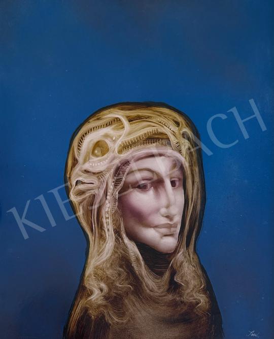 For sale  Szász, Endre - Female portrait in blue 's painting