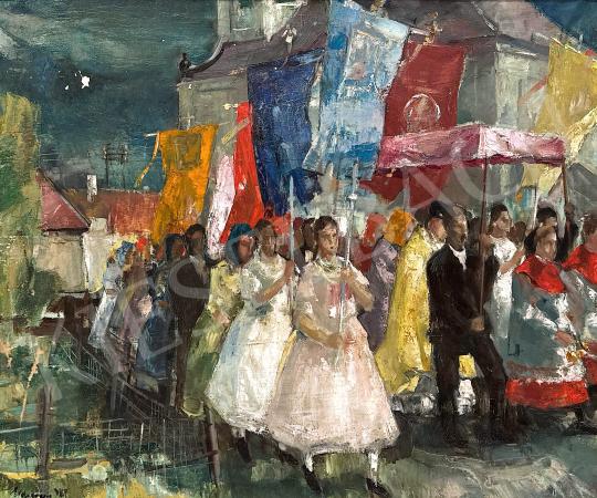 Eladó Udvary Pál - Ünnepi menet festménye