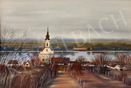 Dobroszláv József - Vízparti táj templommal, 1971 