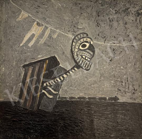 Eladó  Rátkay Endre - Velencei tó víkend házzal, háttérben vonat  festménye