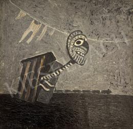  Rátkay Endre - Velencei tó víkend házzal, háttérben vonat  