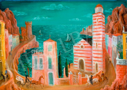 Pekáry, István - Coastal Landscape (Italian Town with Riders) | 80th Spring Auction auction / 3 Lot