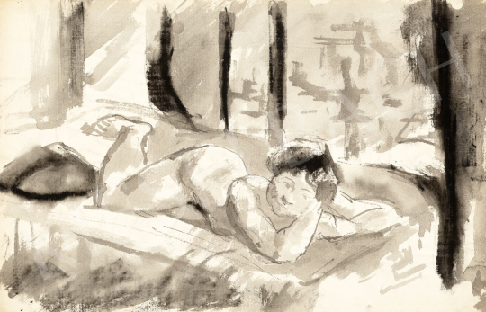  Szőnyi István - Fekvő női akt napsütésben, 1930-as évek közepe | 80. tavaszi aukció aukció / 65 tétel