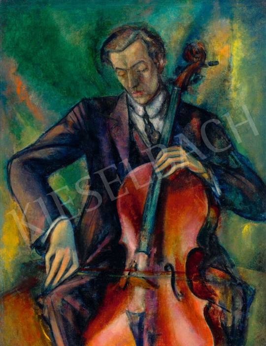  Márffy Ödön - Zene, csellózó (Kerpely Jenő), 1913 körül | 80. tavaszi aukció aukció / 70 tétel