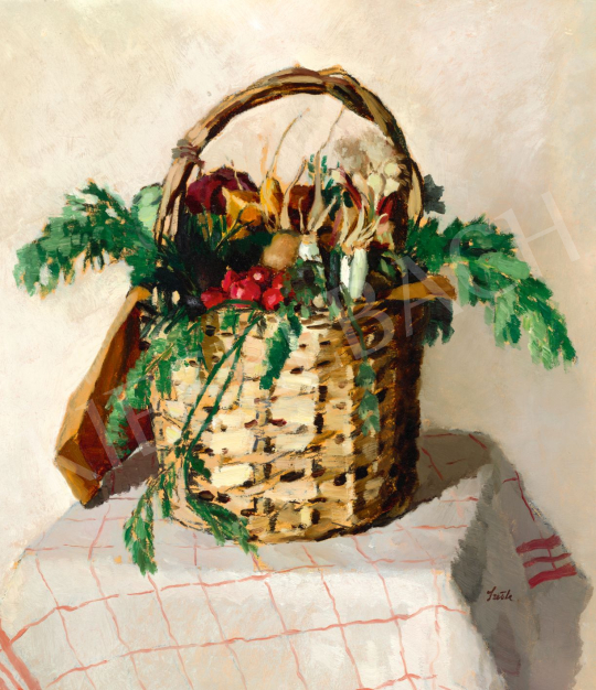 Szüle, Péter - Kitchen Still Life on Checkered Tablecloth, 1910s | 80th Spring Auction auction / 74 Lot