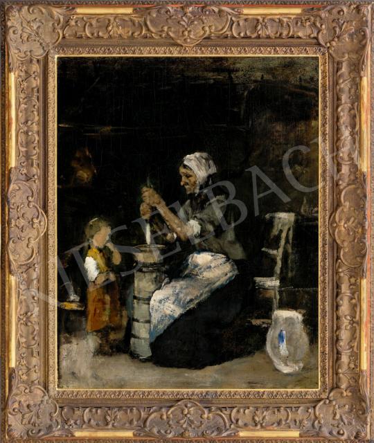  Munkácsy, Mihály - Woman Churning Butter, 1871-1872 | 80th Spring Auction auction / 128 Lot