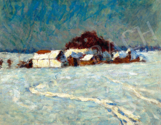  Koszta, József - Sunny Winter Landscape with Houses, c. 1920 | 80th Spring Auction auction / 158 Lot