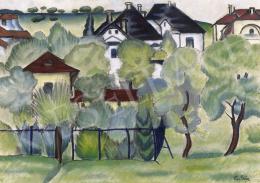 Pap, Géza - Landscape with Blue Fence 