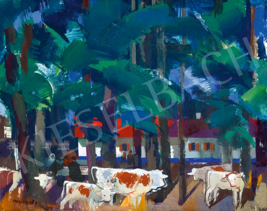 Aba-Novák, Vilmos - In the Courtyard (Under Trees) | 80th Spring Auction auction / 192 Lot