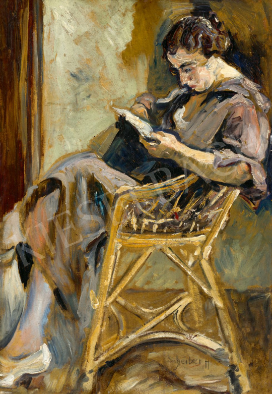  Scheiber Hugó - Olvasó nő (Vasárnap délután), 1917 körül | 80. tavaszi aukció aukció / 235 tétel