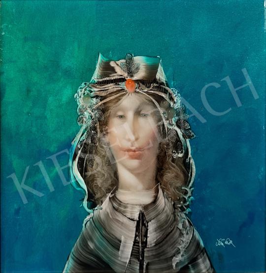 For sale  Szász, Endre - A young woman against a green background  's painting