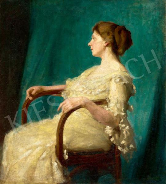 Eladó Szablya-Frischauf Ferenc - Fiatal hölgy karosszékben, 1905 körül festménye