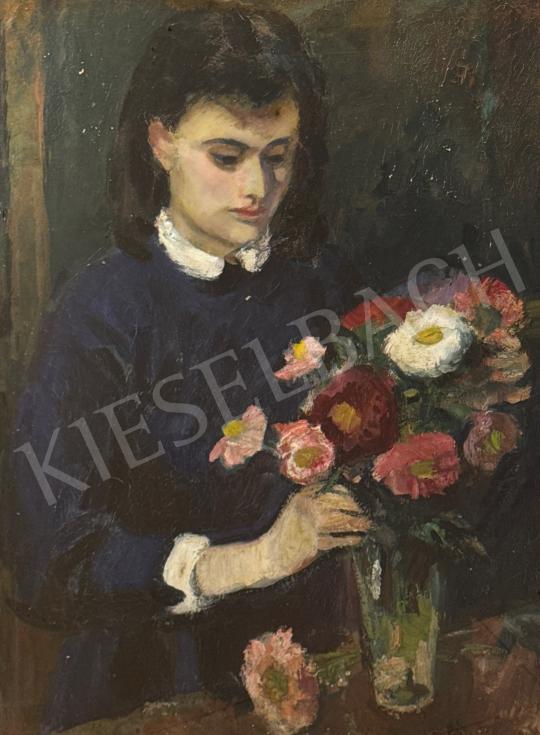 For sale Balogh, András - Young girl with flowers 's painting