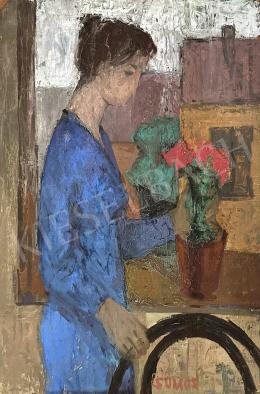  Somos, Miklós - In front of the window, wearing a blue dress 