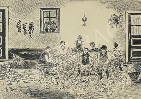 Eladó Orisekné Farsang Erzsébet - Kukoricafosztás,1975 festménye