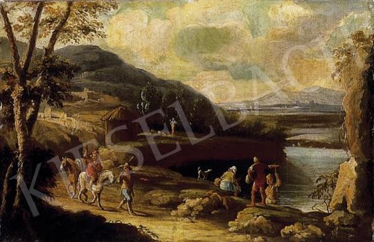 Ismeretlen olasz festő, 18. század - Olasz táj vándorokkal | 4. Aukció aukció / 226 tétel
