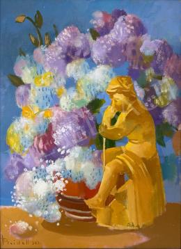  Pleidell János - Orgonacsokor szoborral, 1987 