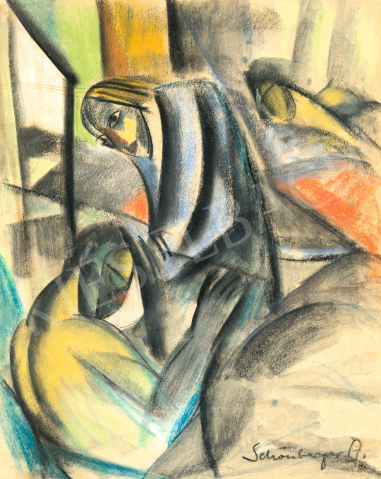  Schönberger Armand - Dinamikus jelenet (Férfi-nő), 1930 körül | 81. Őszi Aukció aukció / 36 tétel