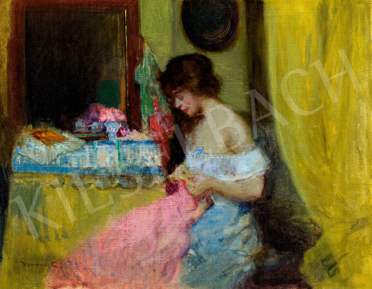 Herrer Cézár - Öltözködő nő, 1910 körül | 81. Őszi Aukció aukció / 74 tétel