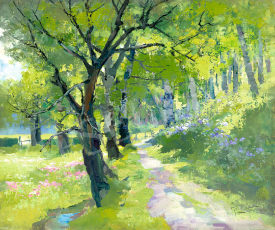 Kézdi-Kovács László - Tavaszi patakpart (Nyírfák), 1920 körül | 81. Őszi Aukció aukció / 87 tétel