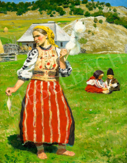  Glatz Oszkár - Izvorán, Erdélyi táj (Anya gyermekeivel), 1906 körül 