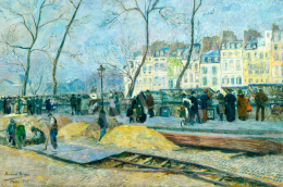  Richard Bloos - Párizsi Szajna-part (Őszi Szajna-part könyvárusokkal, háttérben a Pont Neuf-fel és az Ile de la Cité 