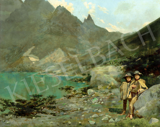  Kazimierz Bienkowski - Fiúk a tóparton a Tátrában, 1897 | 81. Őszi Aukció aukció / 209 tétel