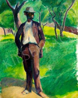  Márffy Ödön - Férfimodell kalapban Kernstok kertjében, 1910 körül 