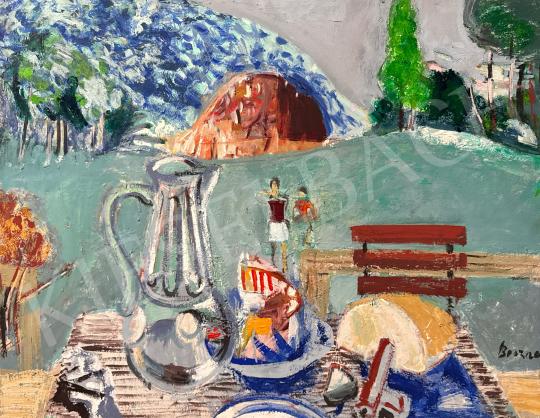 For sale Breznay, József - Still life with a pitcher, Lake Balaton in the background 's painting