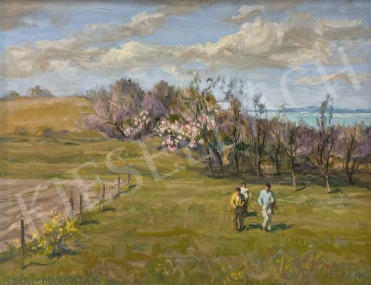 For sale  Csáki-Maronyák, József - Cherry tree blossoms, with Lake Balaton in the background (Excursion) 's painting