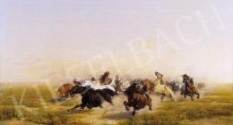 Unknown painter, second half of the 19th cent - Horses Galloping 