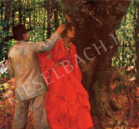  Ferenczy, Károly - Painter and Model in the Woods, 1901. painting