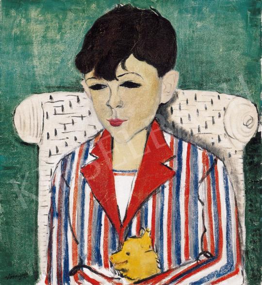  Vörös, Géza - Boy in a Striped Shirt with a Dog | 21st Auction auction / 23 Lot