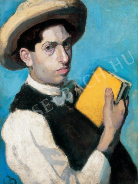 Berény, Róbert - Self-Portrait in a Straw-Hat, 1906. painting