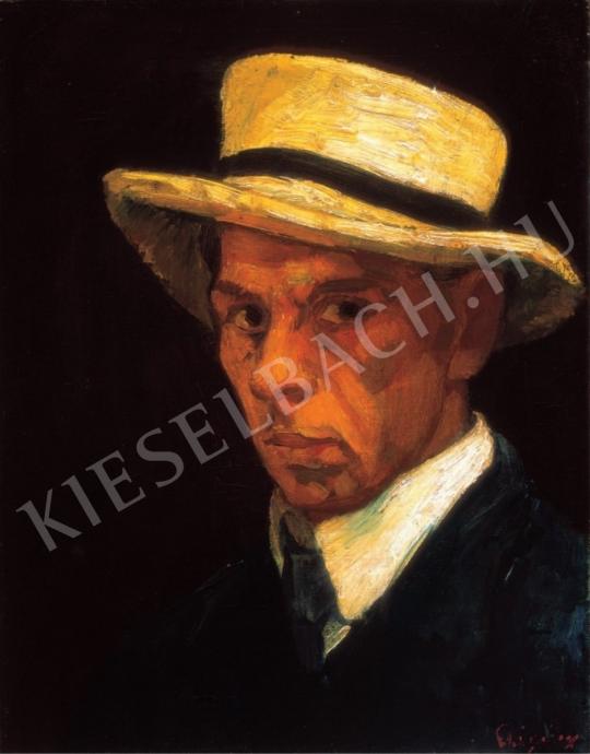  Czigány, Dezső - Self-Portrait in a Straw-Hat, c. 1906. painting