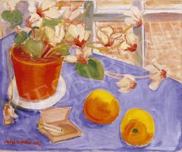 Walleshausen, Zsigmond - Still Life of Oranges on a Blue Tablecloth 