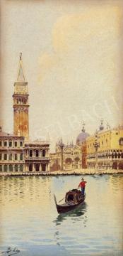 Baldo jelzéssel, 1900 körül - Gondola, háttérben a Szt.Márk tér | 3. Aukció aukció / 111 tétel