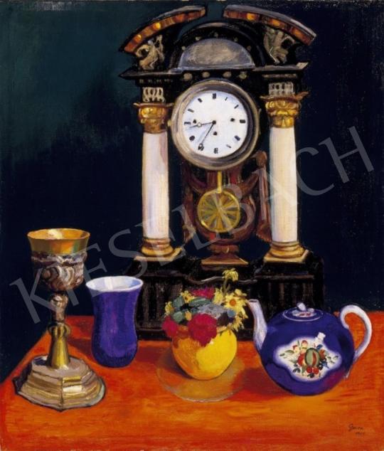 Gara Arnold - Csendélet kék pohárral és teáskannával valamint sárga vázával | 3. Aukció aukció / 140 tétel